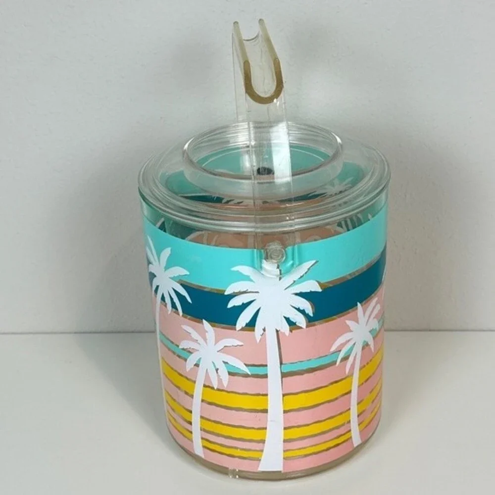 Vintage Culver Acrylic Pastel Palm Tree Ice Bucket 90s